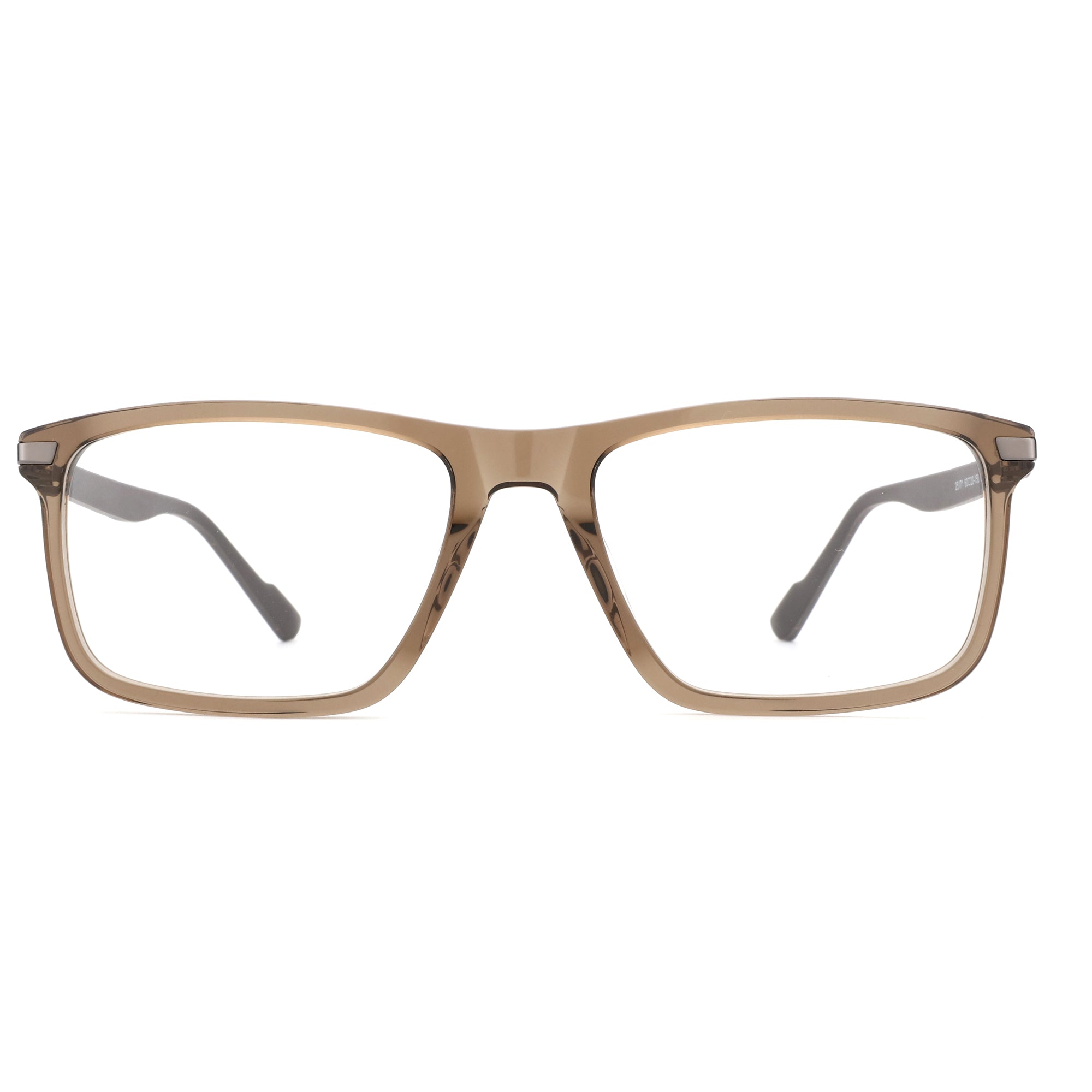 ZENOTTIC Alex eyeglasses in light brown acetate, rectangular frame.