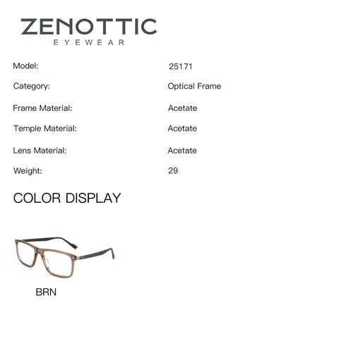 ZENOTTIC Alex eyeglasses, brown acetate frame, model 25171