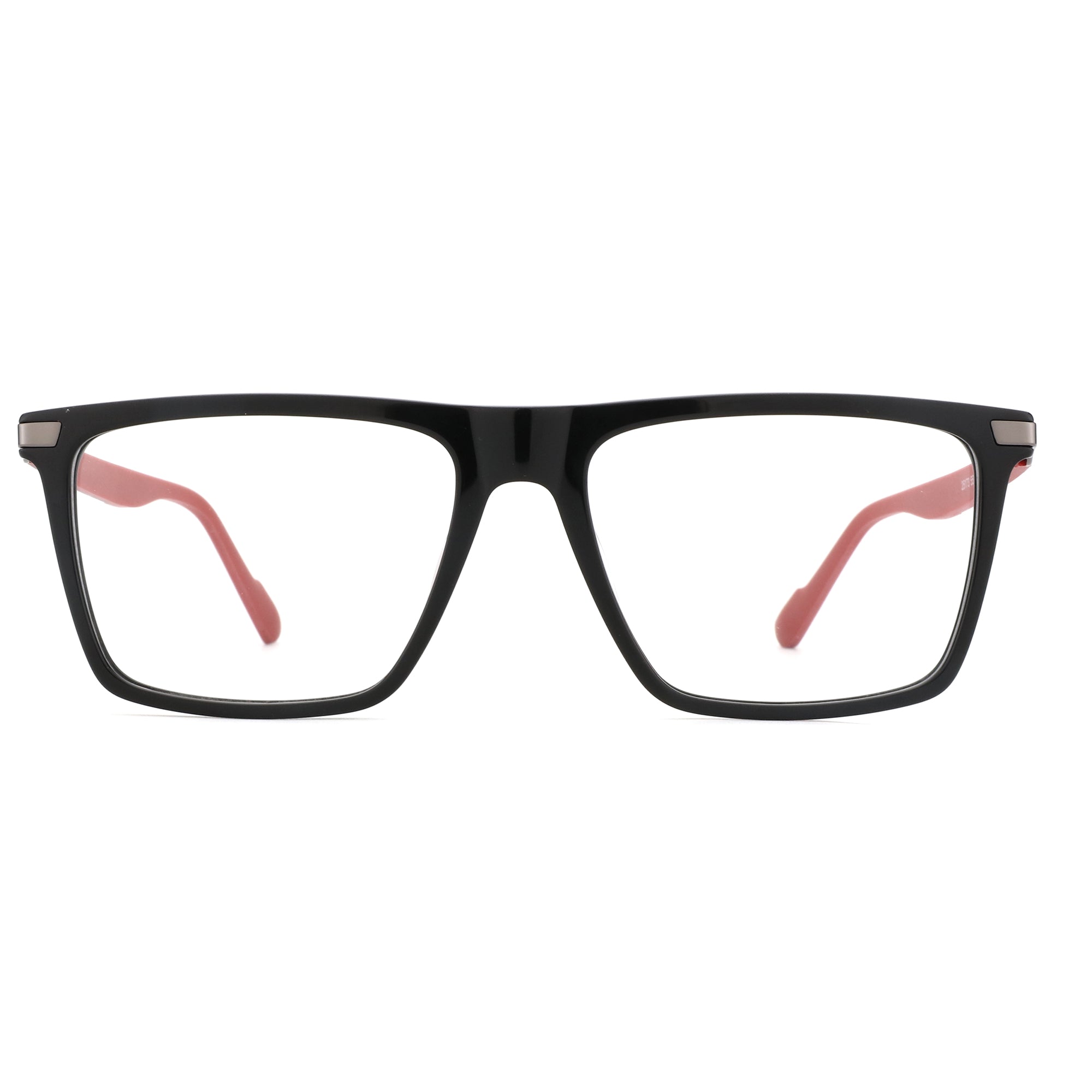 ZENOTTIC Ryan casual eyeglasses: black square acetate frame with pink temples