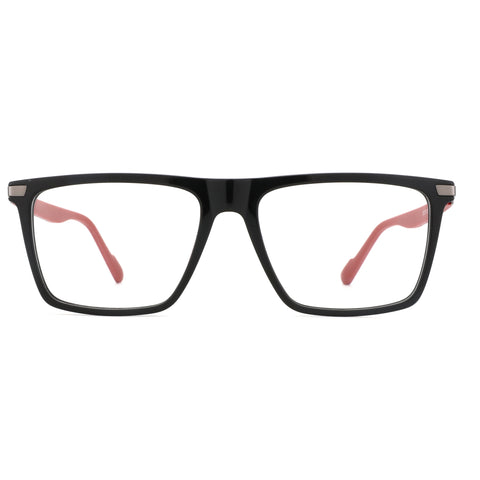 ZENOTTIC Ryan casual eyeglasses: black square acetate frame with pink temples