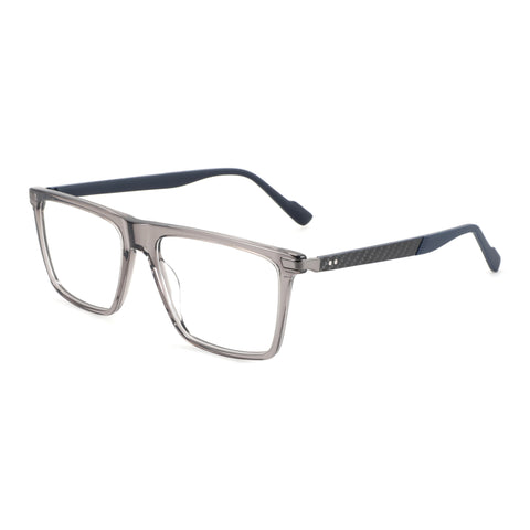 ZENOTTIC Ryan eyeglasses with translucent grey acetate square frame and carbon fiber temples.