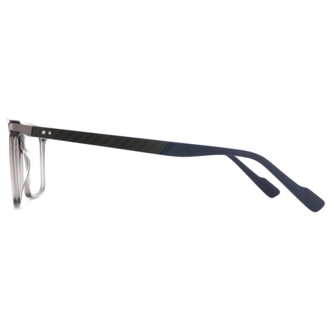 ZENOTTIC Ryan square eyeglasses, clear acetate frame with dark textured temple arms.