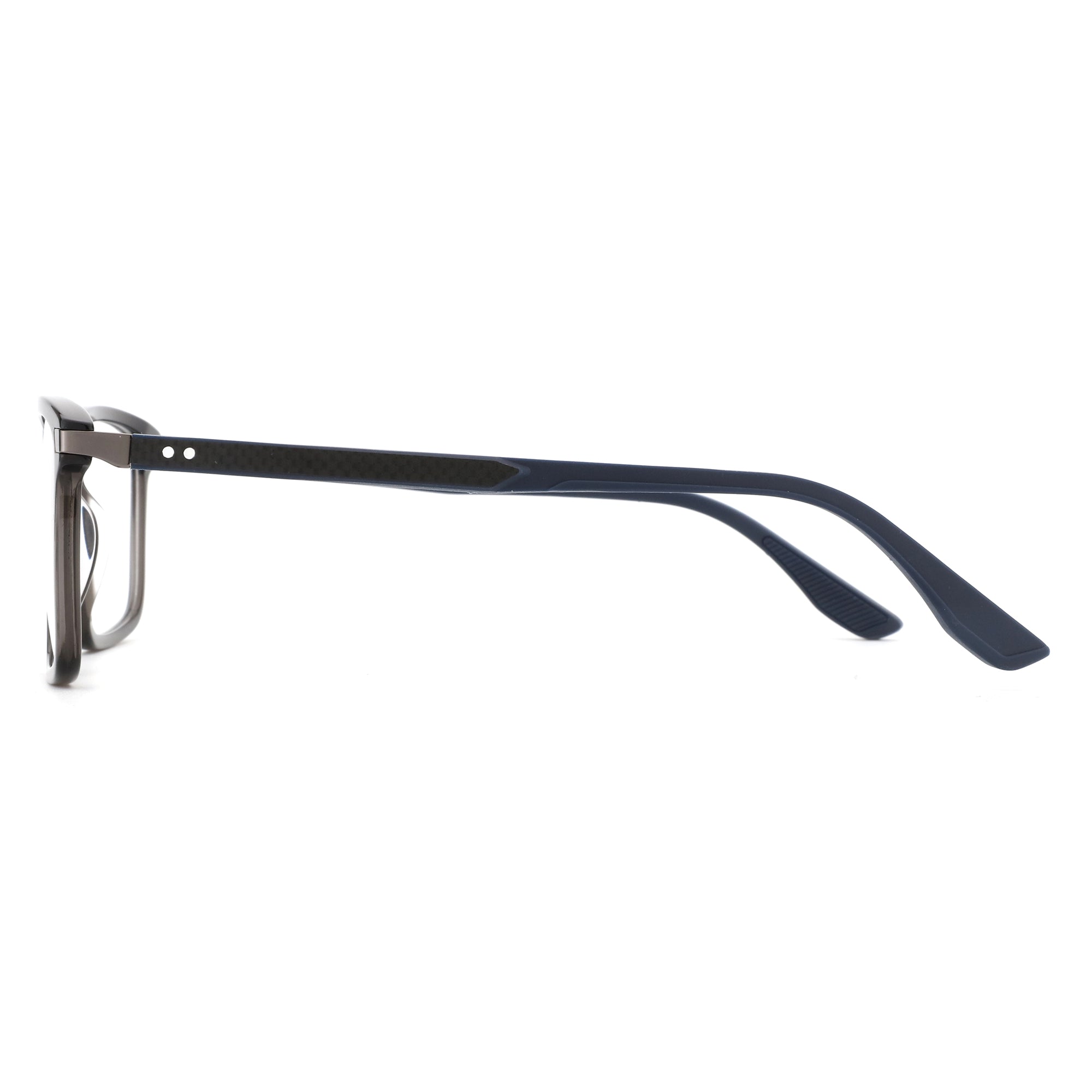 ZENOTTIC Robert eyeglasses: Grey tortoise acetate square frame, dark textured temples.