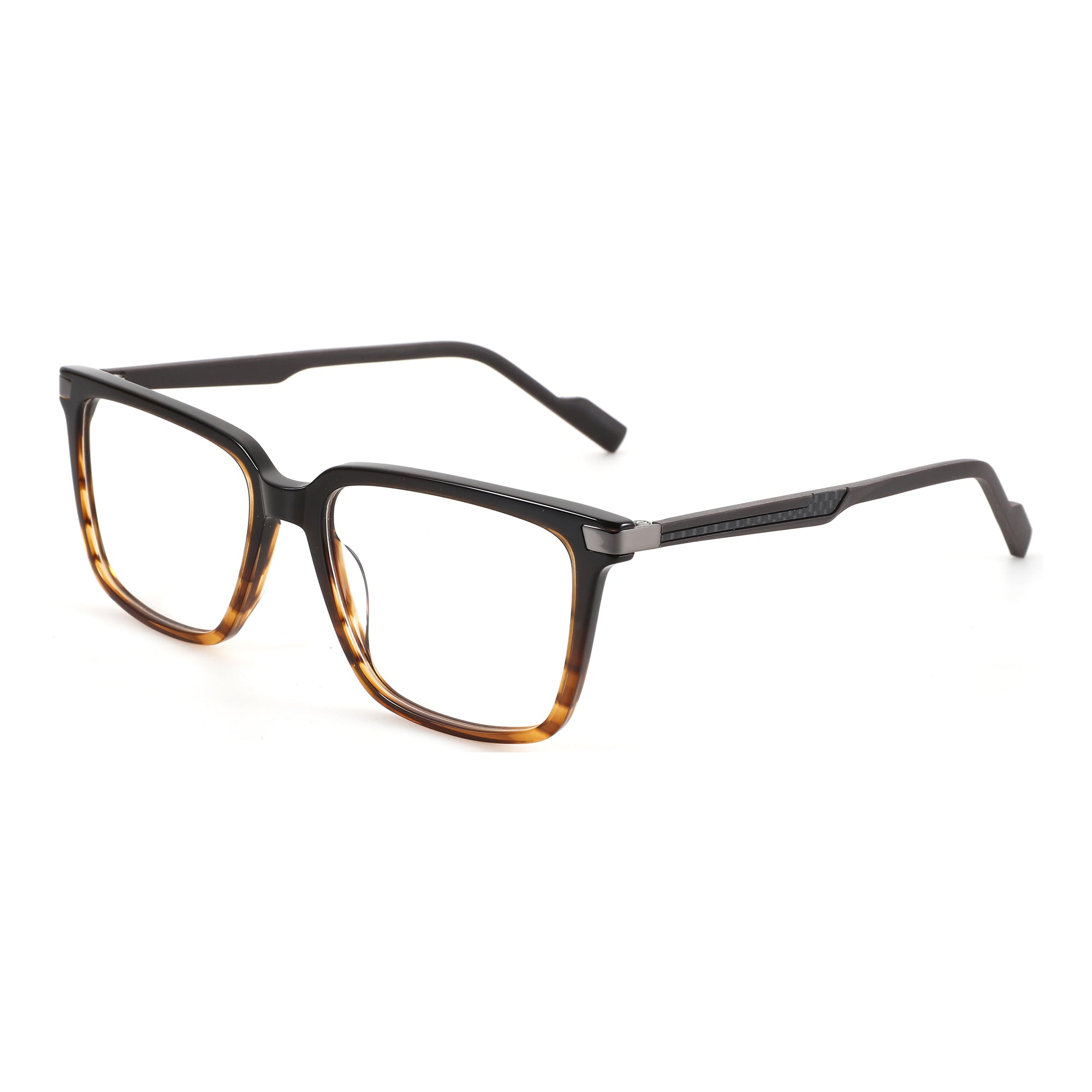 ZENOTTIC Elijah square eyeglasses featuring a tortoiseshell acetate frame front and dark temples.
