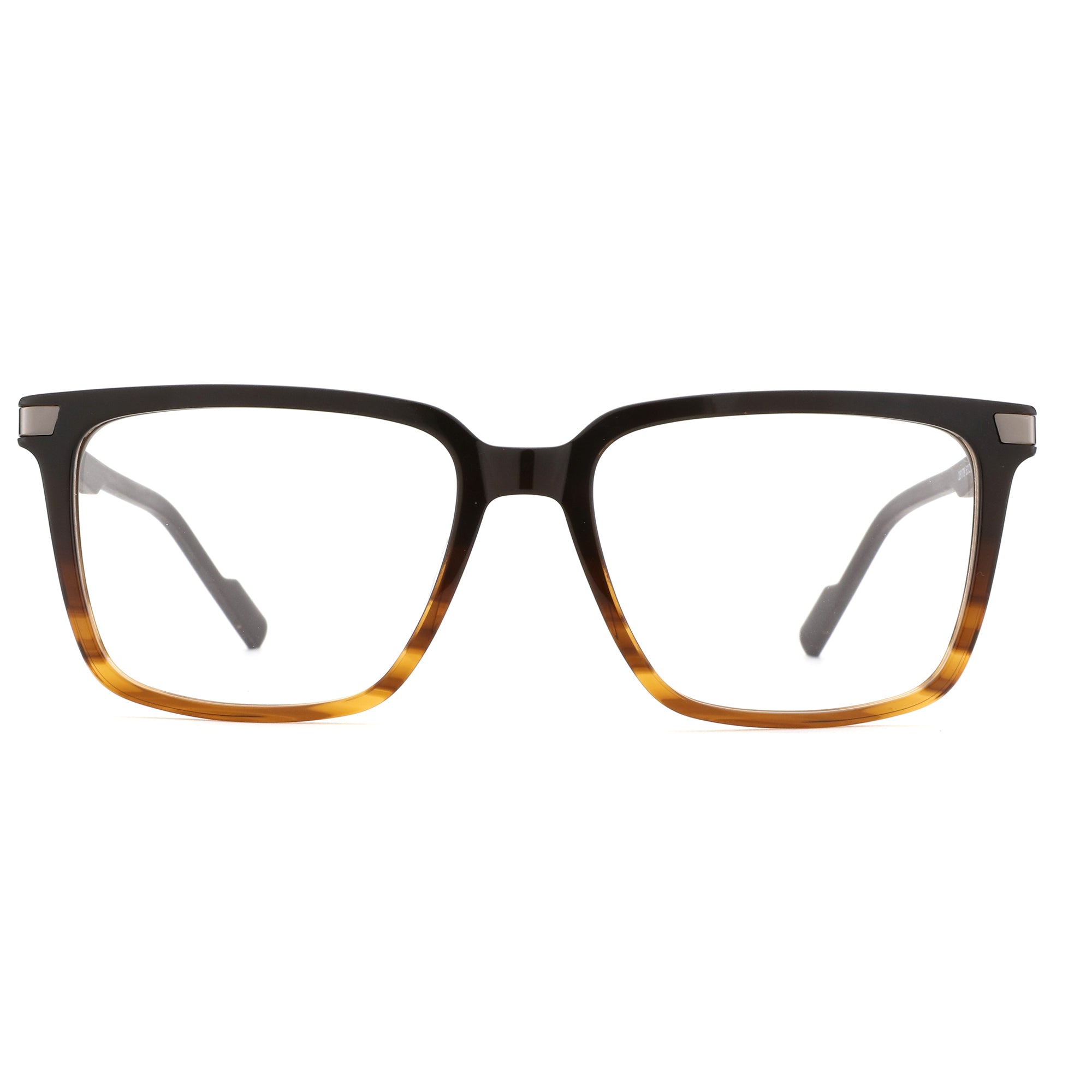 Zenottic Elijah eyeglasses, acetate square frame with black to tortoise gradient.