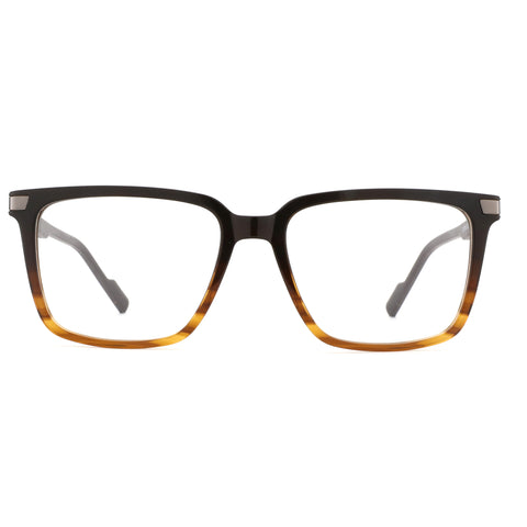 Zenottic Elijah eyeglasses, acetate square frame with black to tortoise gradient.