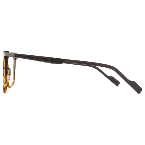 Zenottic Elijah square eyeglasses: tortoiseshell acetate front, dark matte temple, clear demo lens.