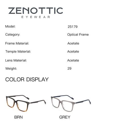 Zenottic Elijah square acetate eyeglasses (model 25179) in brown tortoise and grey.