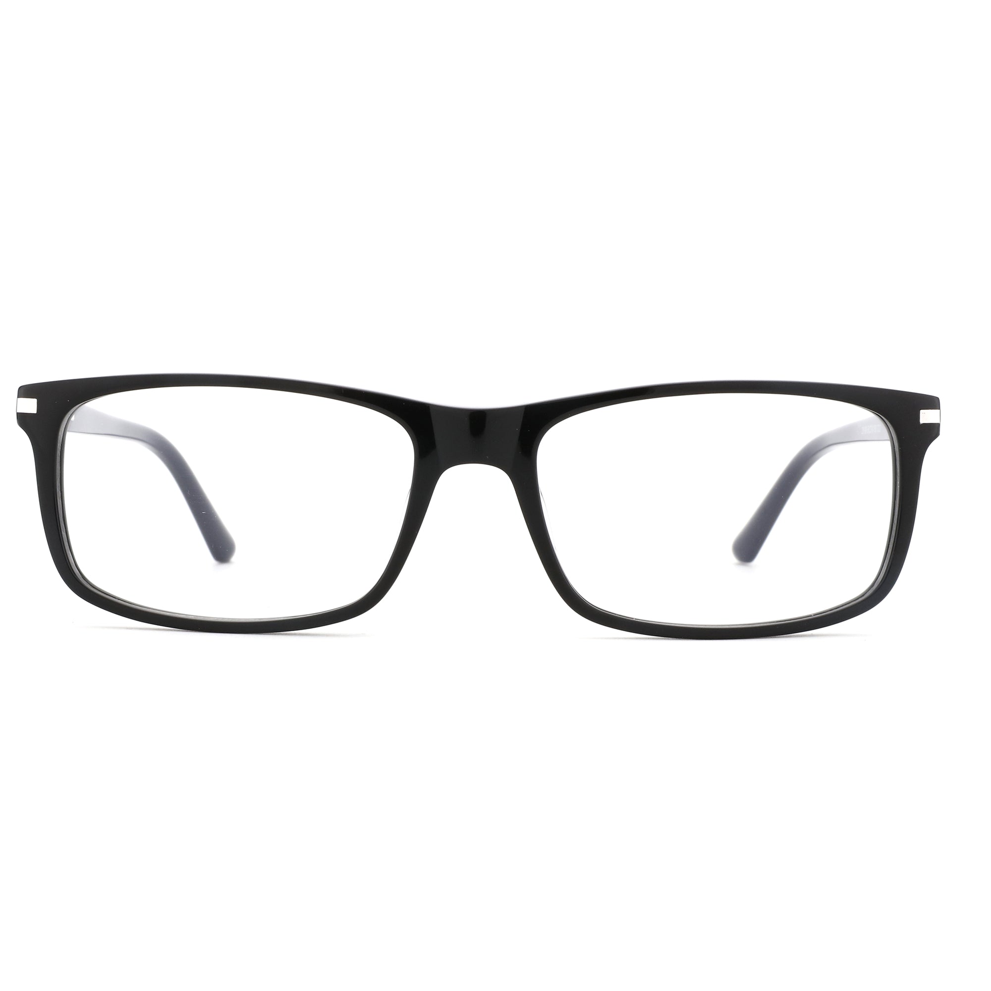 ZENOTTIC Dean black acetate square eyeglasses with clear demo lenses