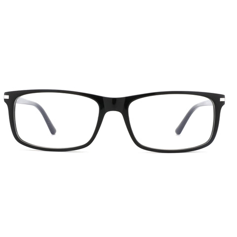 ZENOTTIC Dean black acetate square eyeglasses with clear demo lenses