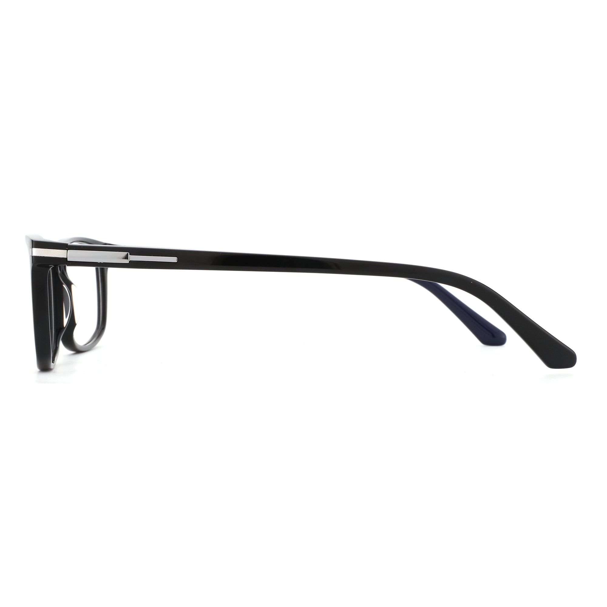 Side view of ZENOTTIC Dean black acetate square eyeglasses.