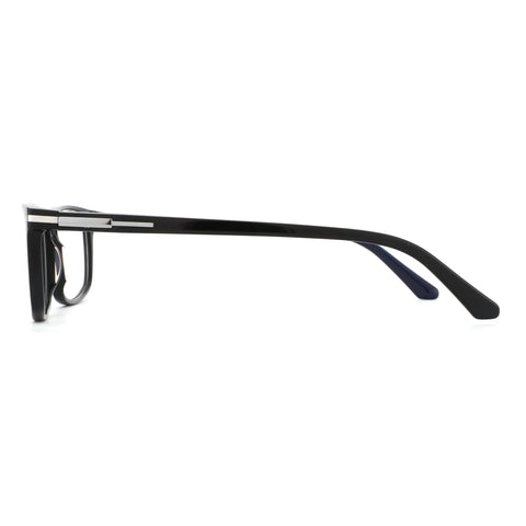 Side view of ZENOTTIC Dean black acetate square eyeglasses.