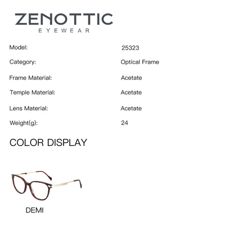 Zenottic demi acetate round eyeglasses, model 25323, optical frame