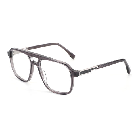 ZENOTTIC Vladimir grey acetate aviator eyeglasses with double bridge and textured temples.