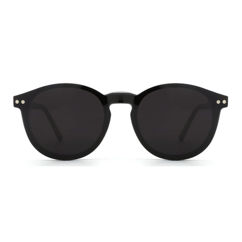 Zenottic Merry black round sunglasses with silver stud detail and UV protection lenses.