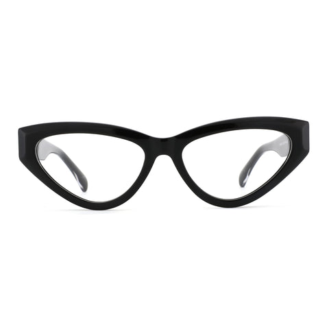 Zenottic Elowen black acetate cat-eye eyeglasses with clear lenses
