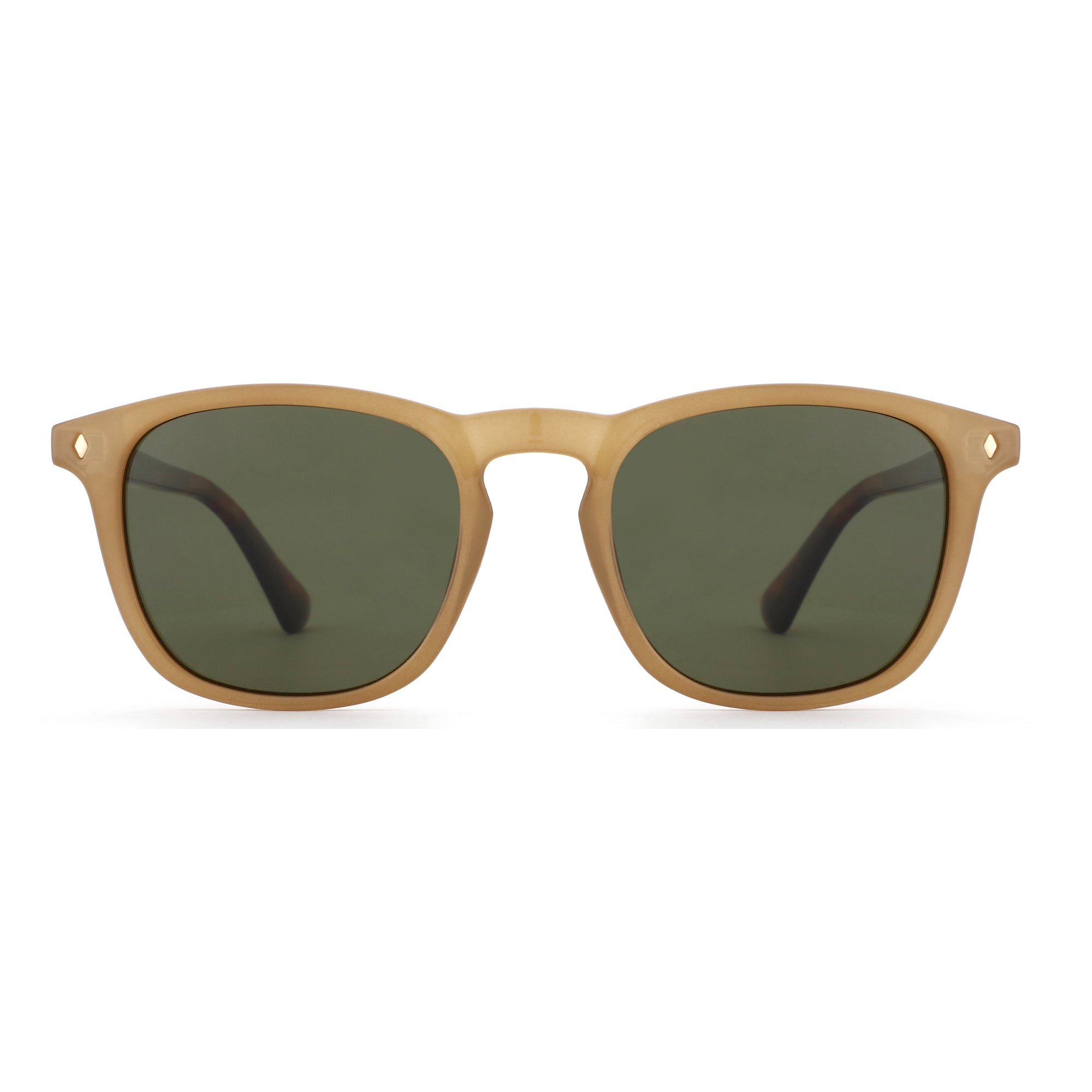 Zenottic Hugo men's brown acetate round sunglasses with dark green lenses.