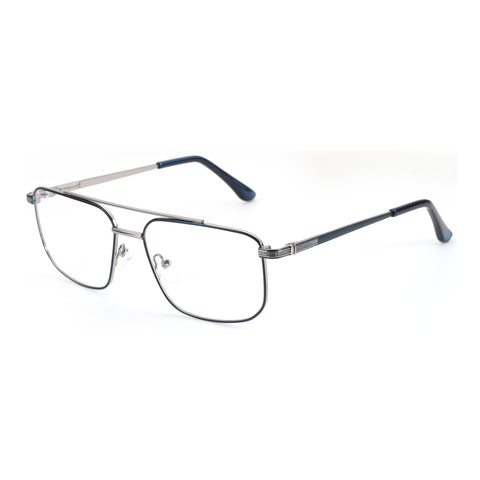 Zenottic Luther Aviator eyeglasses with silver and navy blue frame
