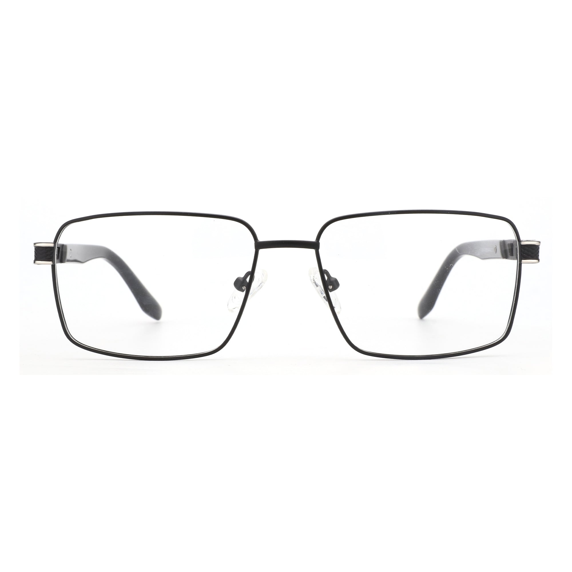 Zenottic Eyeglasses Vincent black metal rectangular full-rim glasses with clear lenses