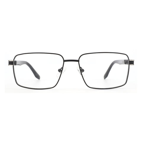 Zenottic Eyeglasses Vincent black metal rectangular full-rim glasses with clear lenses