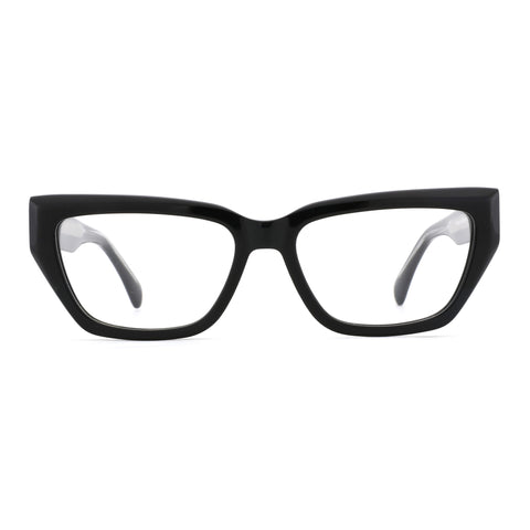 Zenottic Lumi black acetate cat-eye eyeglasses with clear lenses.