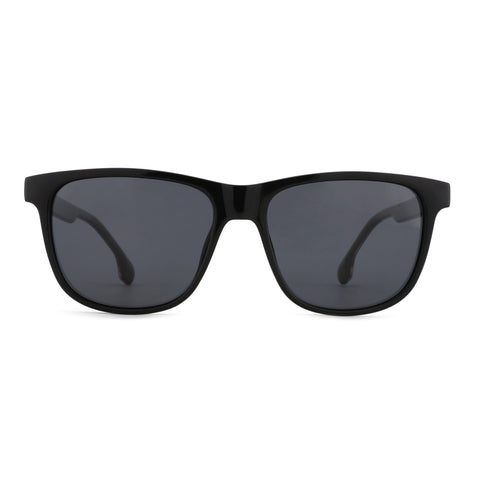 Zenottic Blair black acetate frame sunglasses with dark gray lenses.