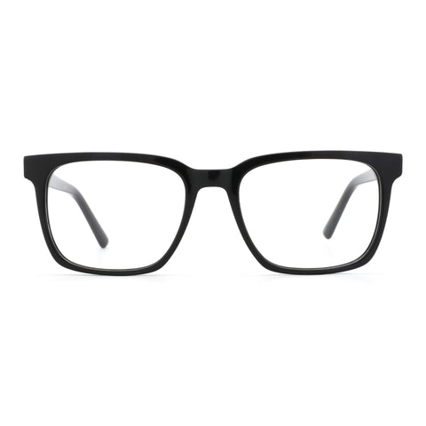 Zenottic Eyeglasses Virgil black acetate rectangle frames with clear lenses.