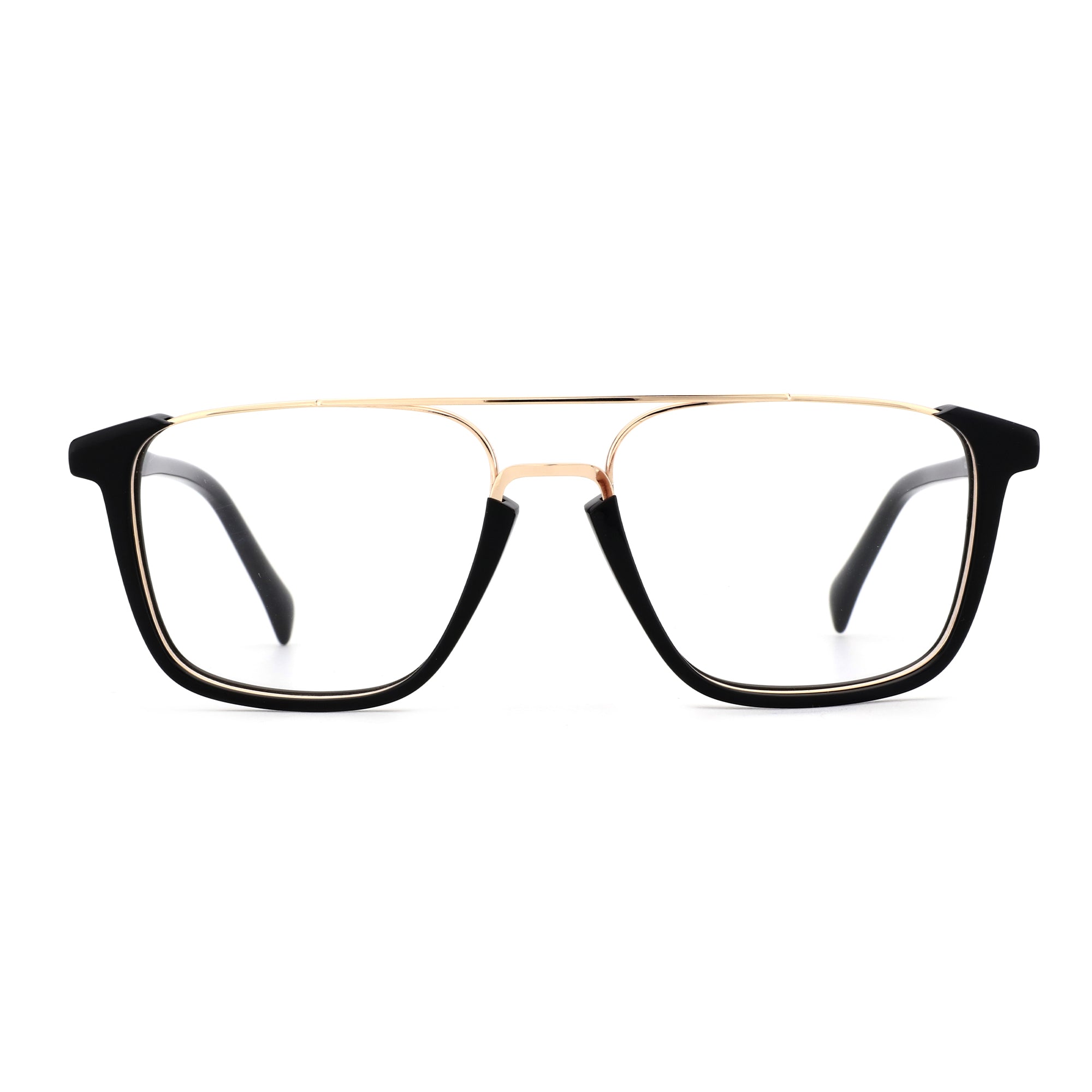 Zenottic Eyeglasses Reuben black and gold aviator frame with clear lenses