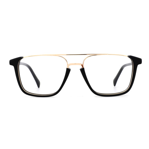 Zenottic Eyeglasses Reuben black and gold aviator frame with clear lenses