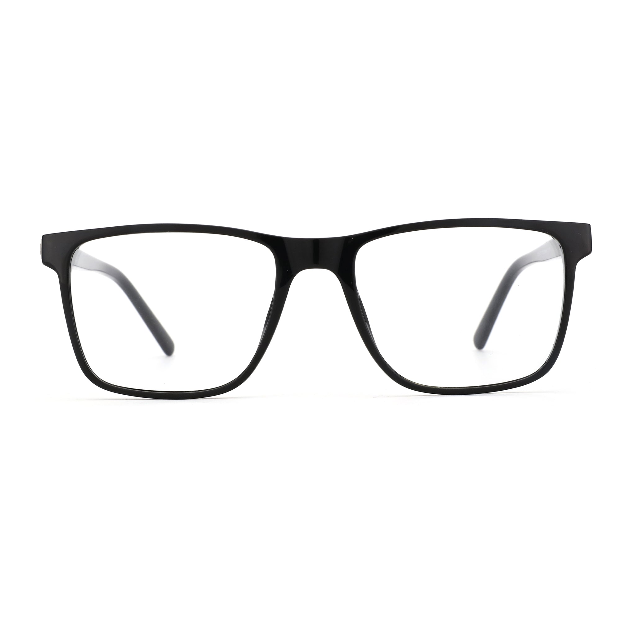 Zenottic Antony black acetate eyeglasses with clear lenses.