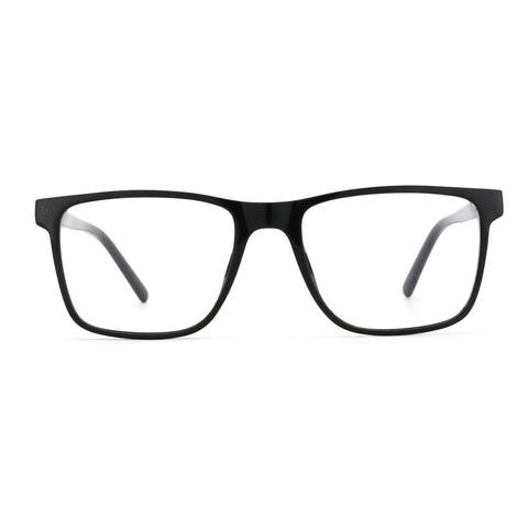 Zenottic Antony black acetate eyeglasses with clear lenses.