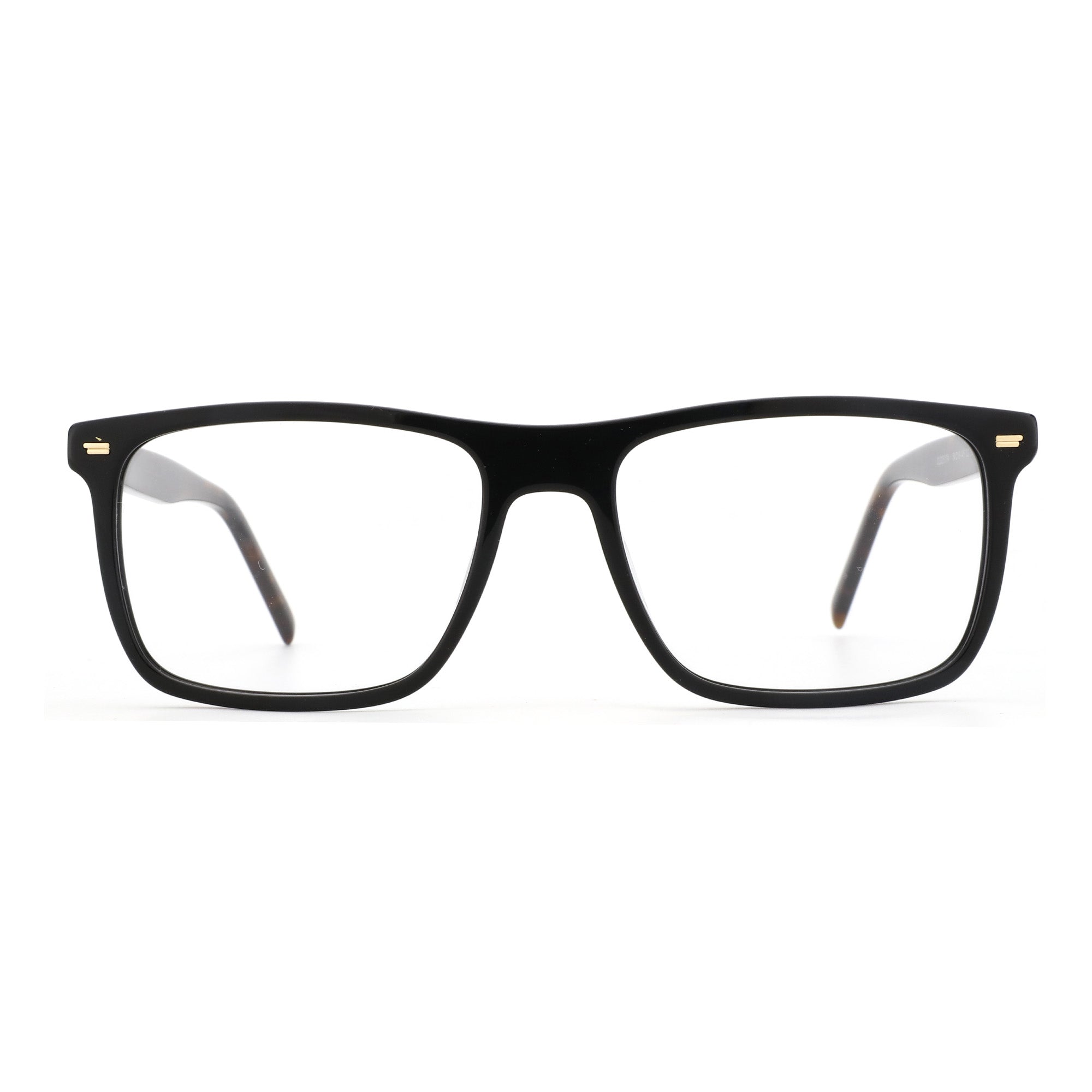 Zenottic Eyeglasses Bert in black acetate with gold accents and tortoiseshell temples.