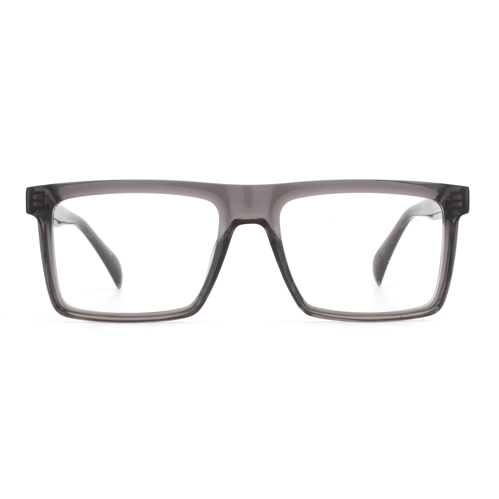 Zenottic Byron eyeglasses in a classic square acetate frame, smoke grey color.