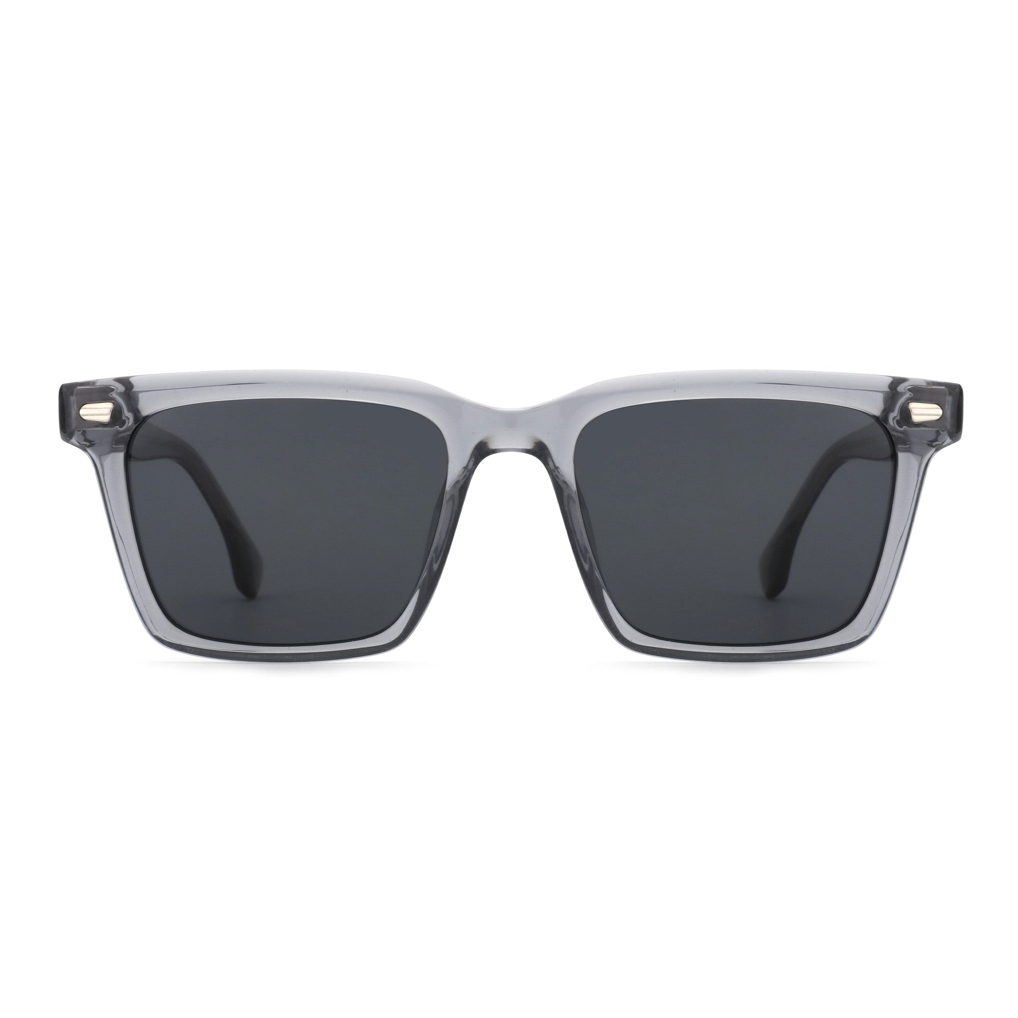 Zenottic Addison grey square acetate sunglasses with dark grey lenses.