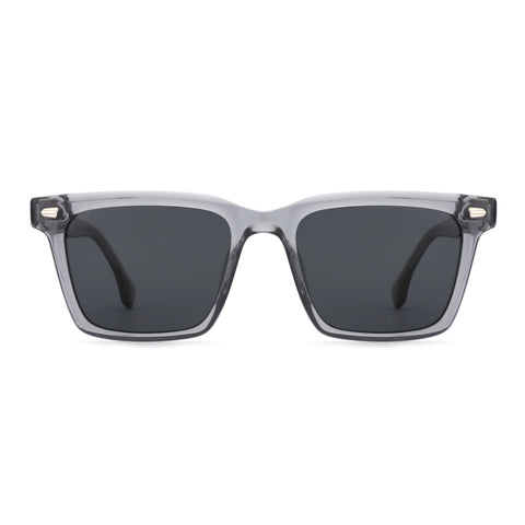 Zenottic Addison grey square acetate sunglasses with dark grey lenses.