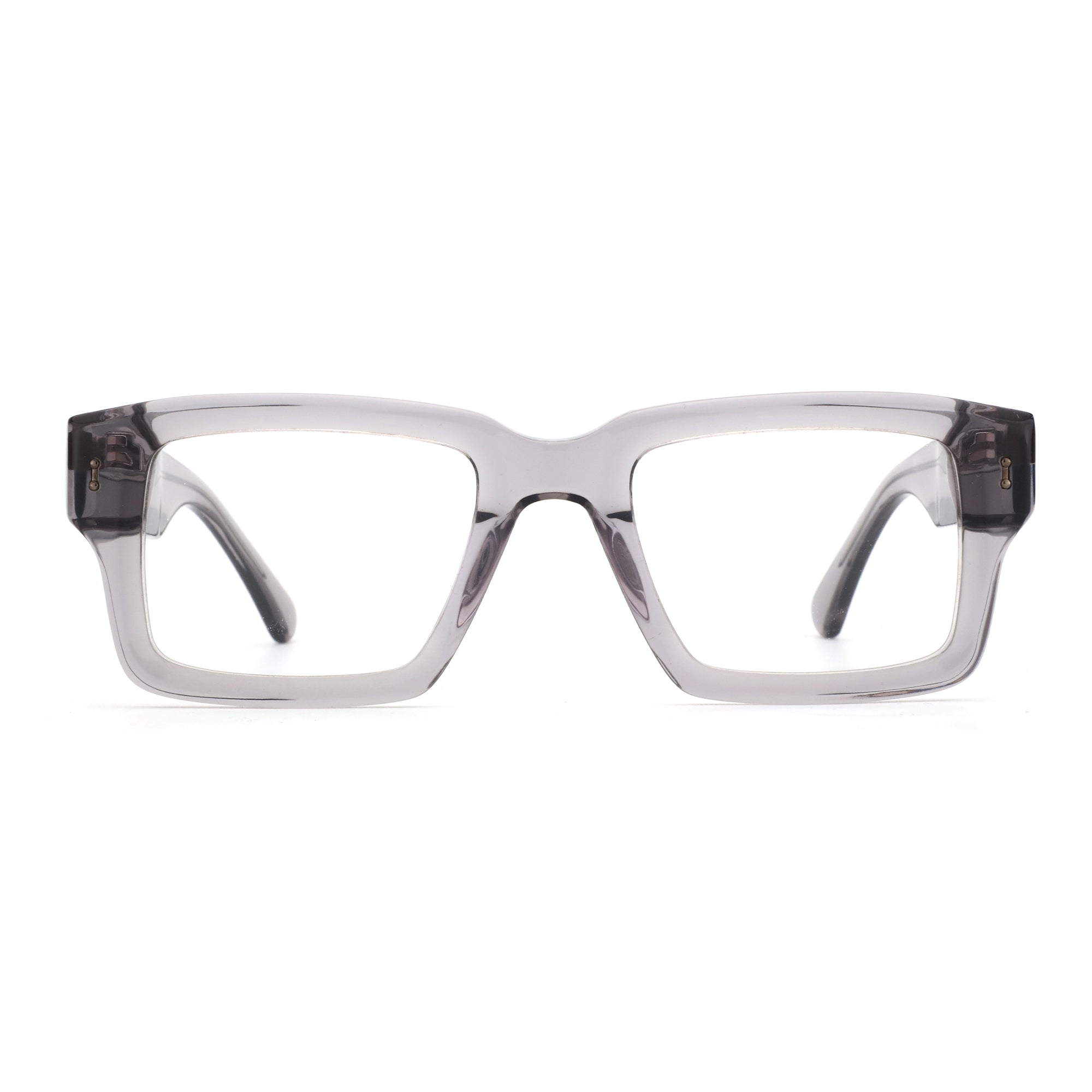 Zenottic Troy eyeglasses feature a bold, square acetate frame in grey. Perfect for a stylish, modern look.