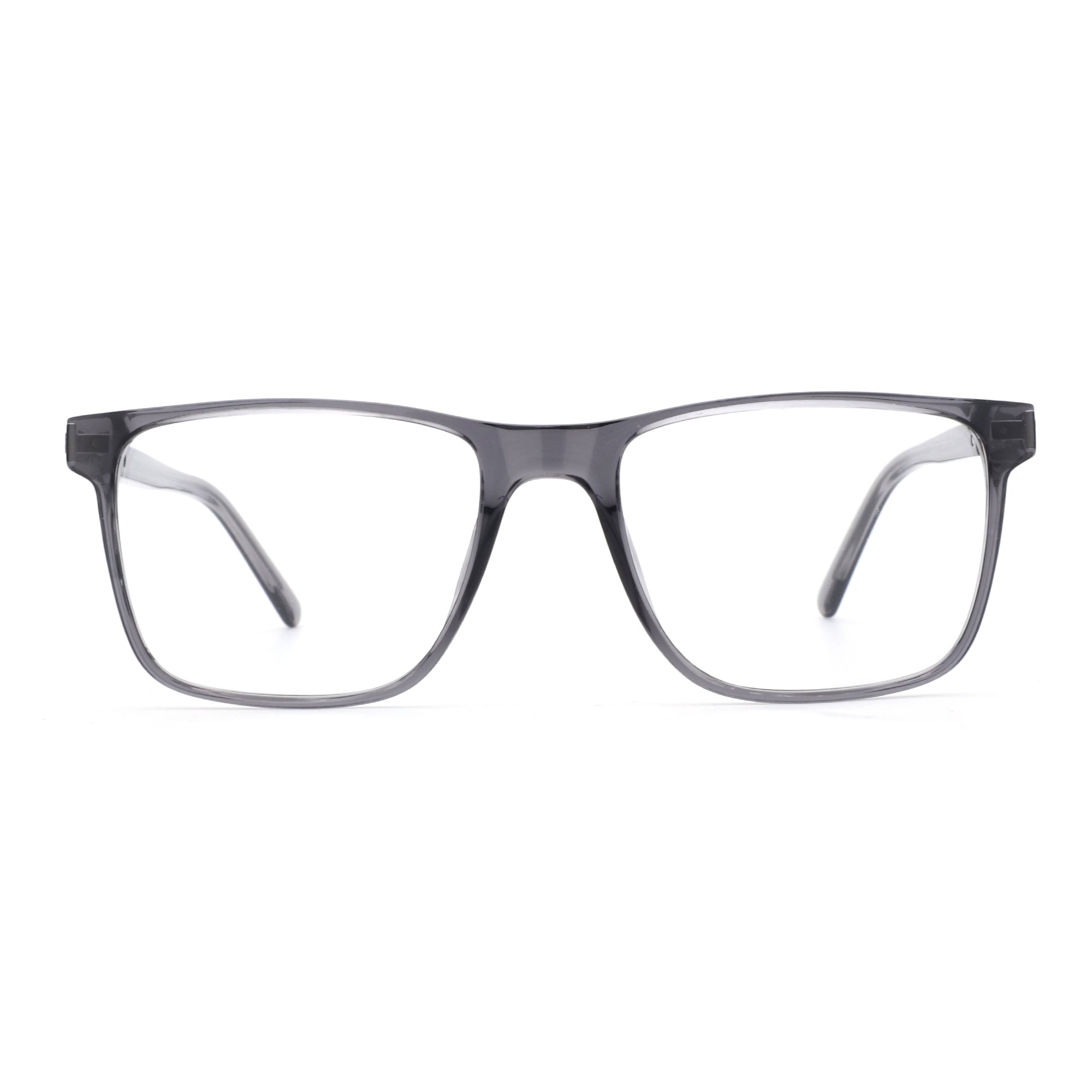 Zenottic Antony eyeglasses with a thick grey acetate frame and clear lenses.