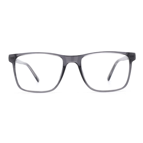 Zenottic Antony eyeglasses with a thick grey acetate frame and clear lenses.