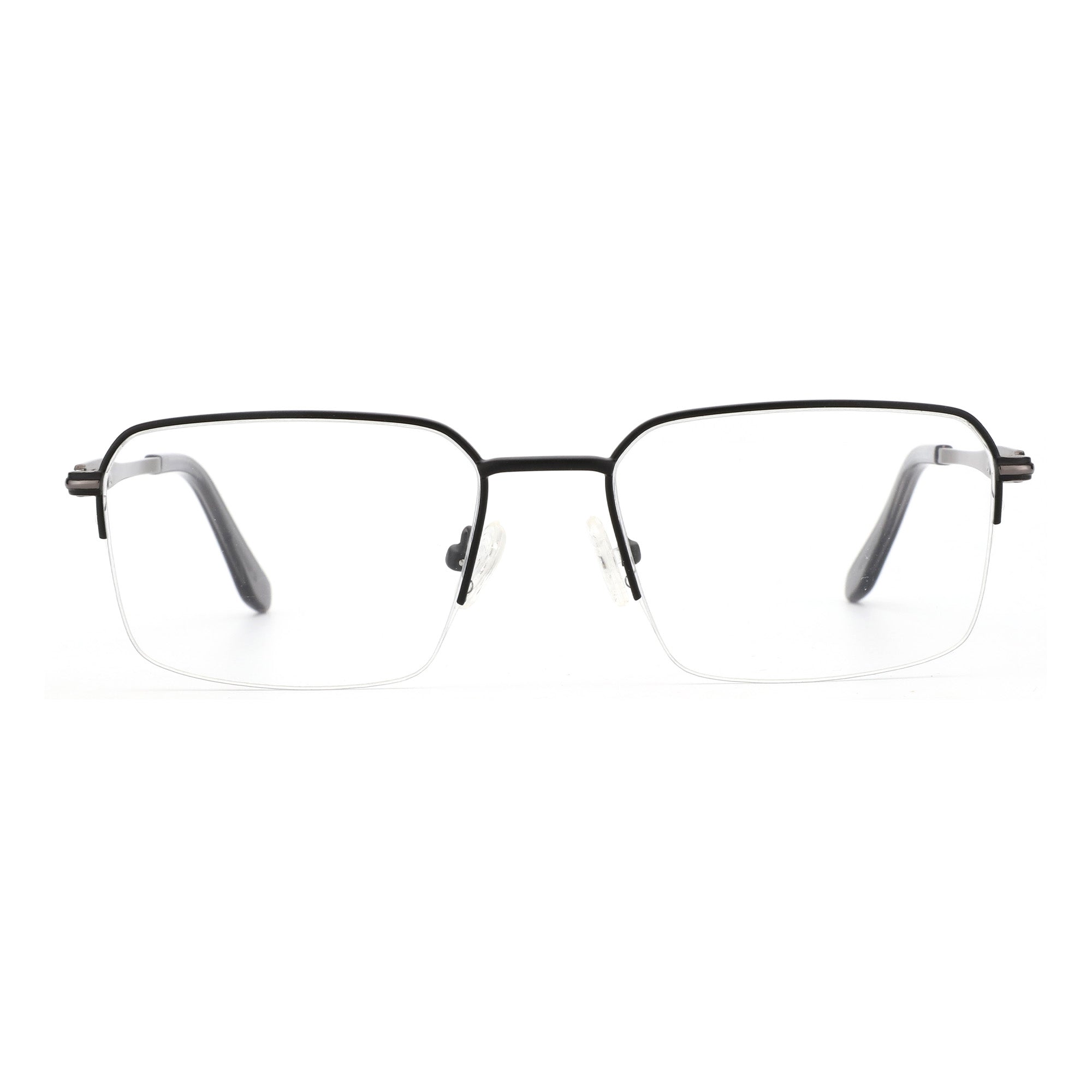 Zenottic Barlow semi-rimless metal eyeglasses with black frame and clear lenses