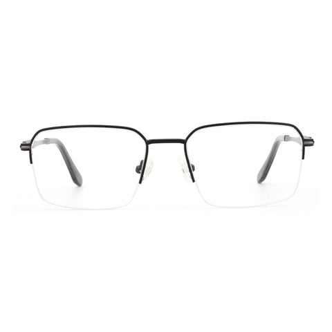 Zenottic Barlow semi-rimless metal eyeglasses with black frame and clear lenses