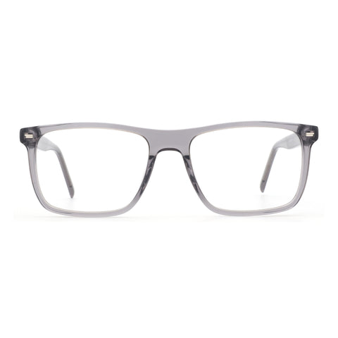 Zenottic eyeglasses Bert, translucent grey acetate frame with clear lenses.
