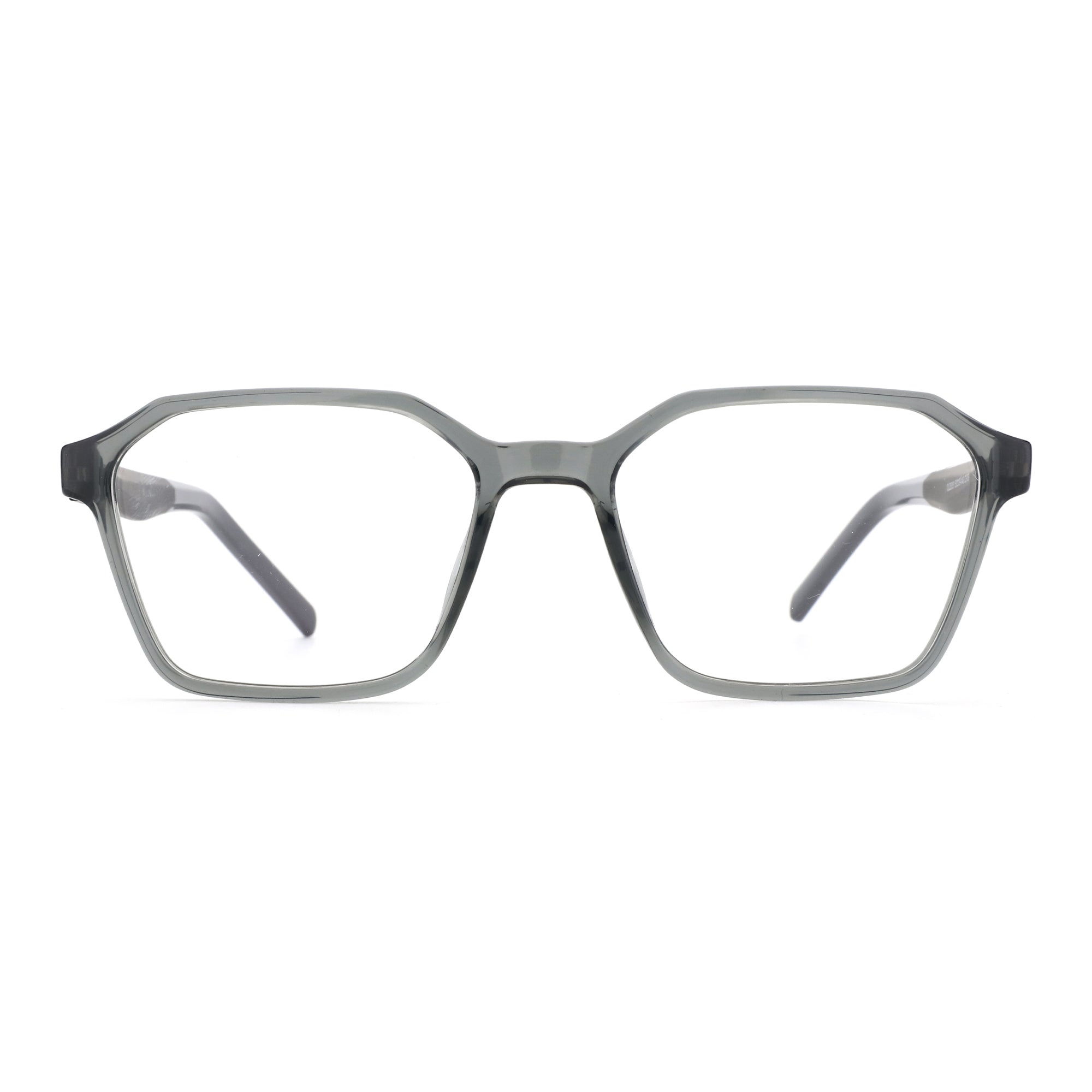 Grey geometric Zenottic eyeglasses with clear lenses