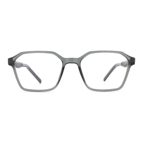Grey geometric Zenottic eyeglasses with clear lenses