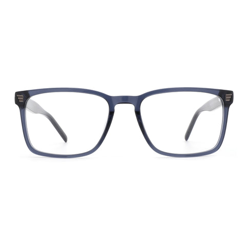 Zenottic Bernard eyeglasses in dark blue acetate with clear lenses.
