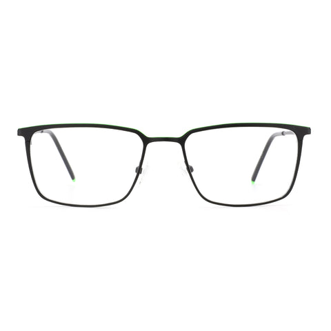 Zenottic Tony eyeglasses with black metal frame and a subtle green accent on the temple tips.