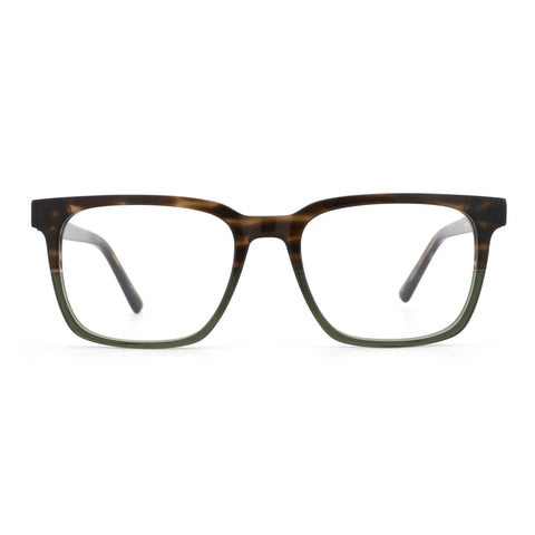 Zenottic Eyeglasses Virgil: acetate frame, tortoiseshell and olive green, rectangle shape.