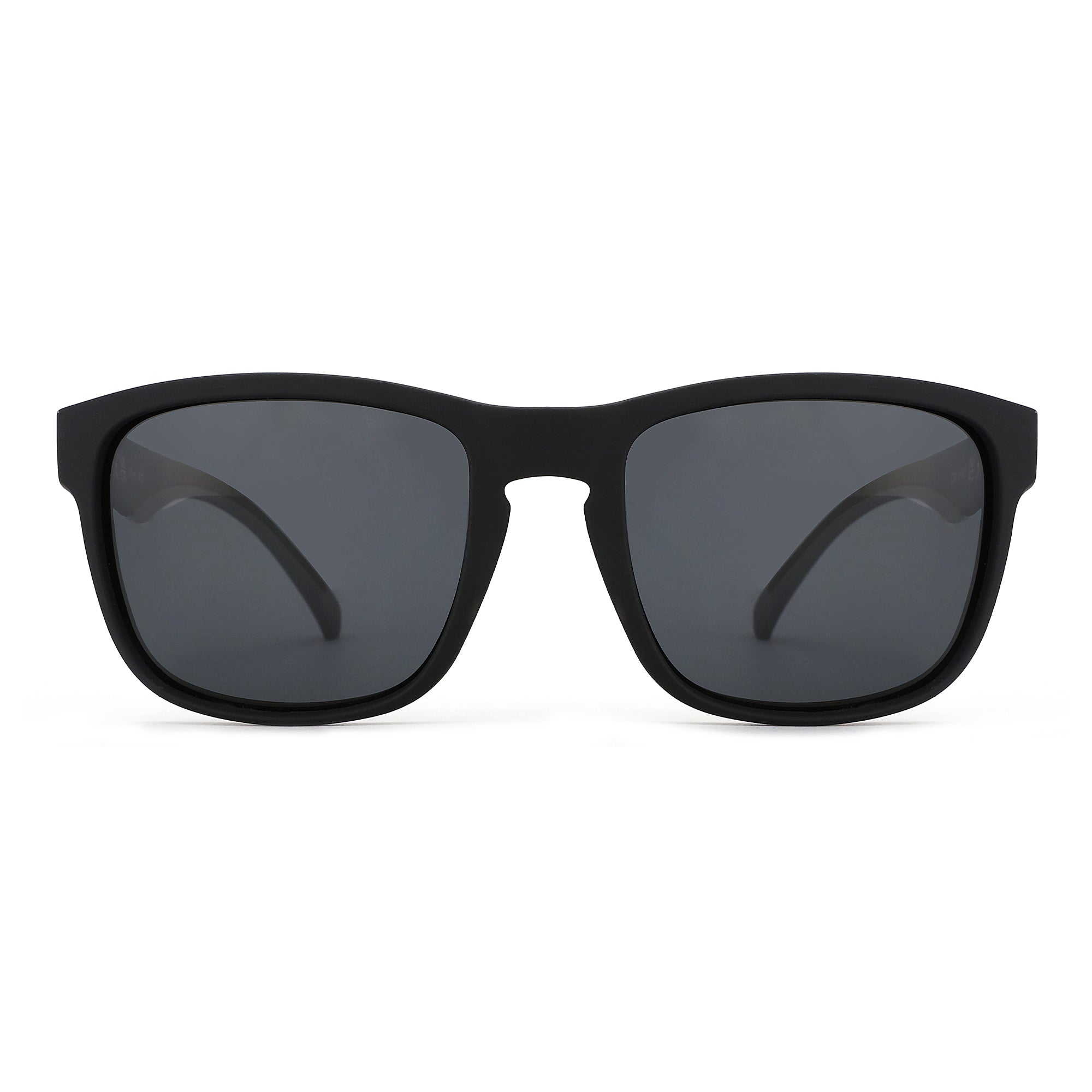 Zenottic black square sports sunglasses with dark grey lenses, TR90 frame.
