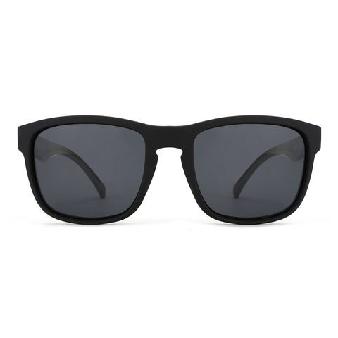 Zenottic black square sports sunglasses with dark grey lenses, TR90 frame.