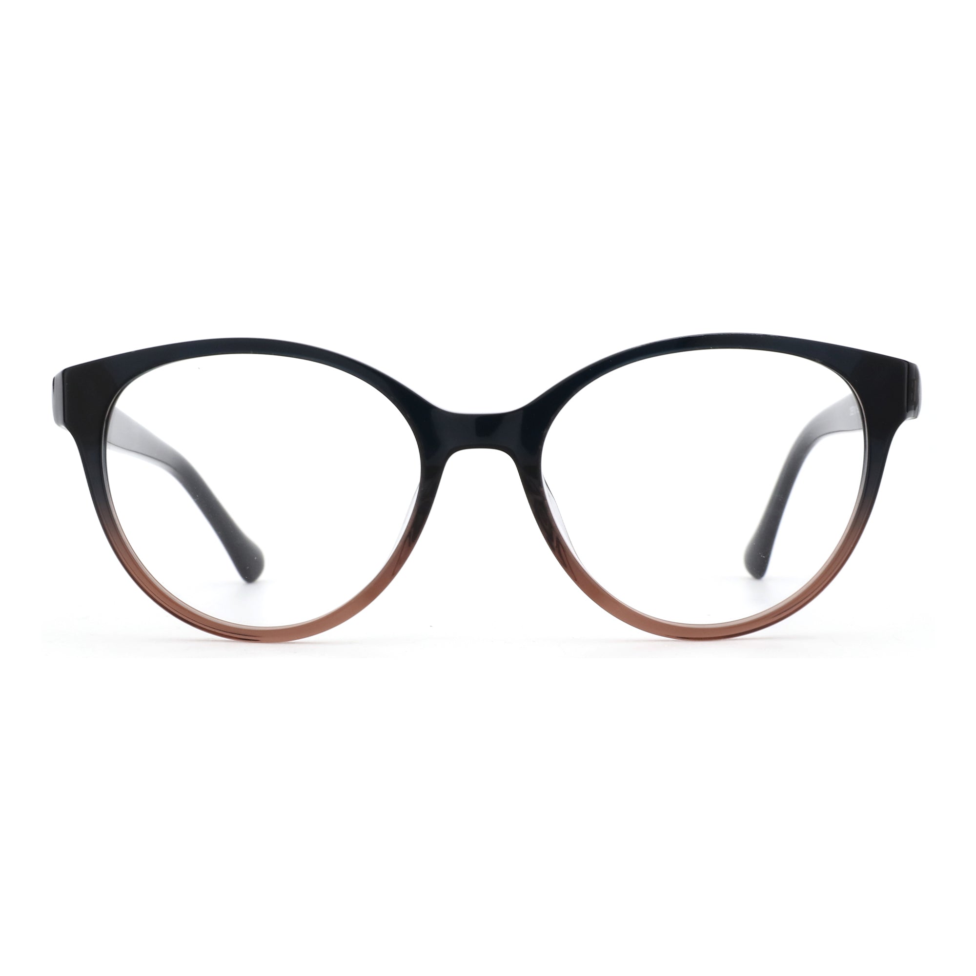 Zenottic Thalia eyeglasses feature a black acetate full-rim with a gradient to brown.