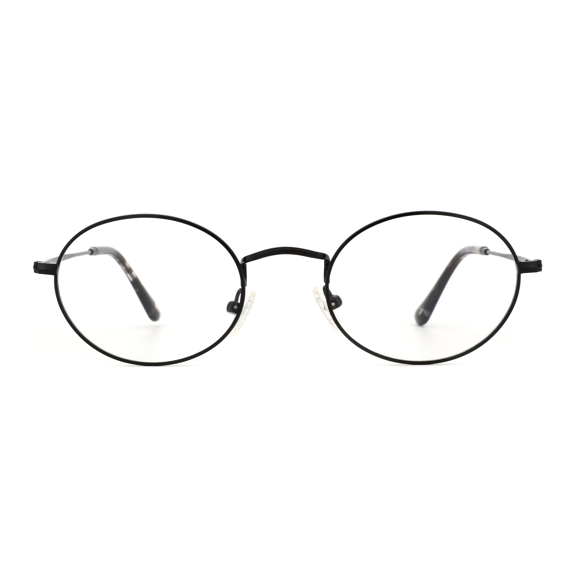 Zenottic Damon: Round black metal eyeglasses with clear lenses. Fashionable and fit for prescription.